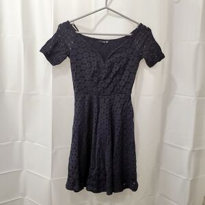 Intricate Lace Navy Mini Dress
